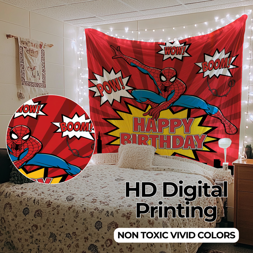 HAPPY BIRTHDAY SPIDER-MAN INSPIRED WALL TAPESTRY