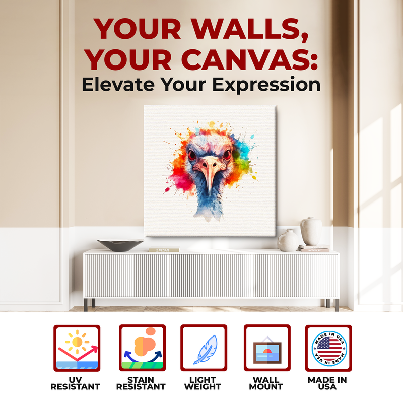 OSTRICH SPLASH ART DECOR CANVAS