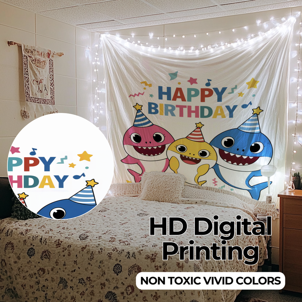 BABY SHARK BIRTHDAY WALL TAPESTRY